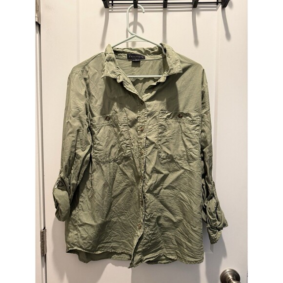 Sanctuary Womens Shirt Medium Green Button Up Military Long Sleeve Top - Picture 1 of 5